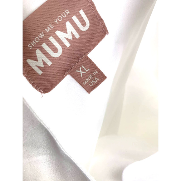 Show Me Your Mumu Jasmine Halter Mini Dress Ivory Luxe Satin XL - Picture 8 of 10